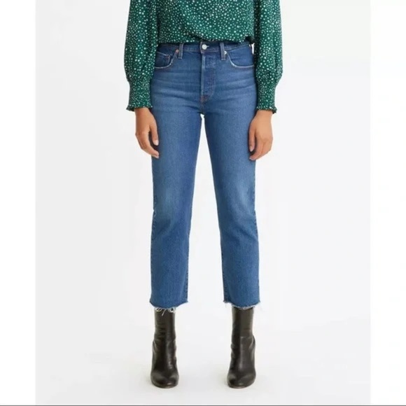 Levi's Denim - Levi's Women's 501 Super-High Rise Cropped Straight Leg Raw Hem Jeans Size 26X26